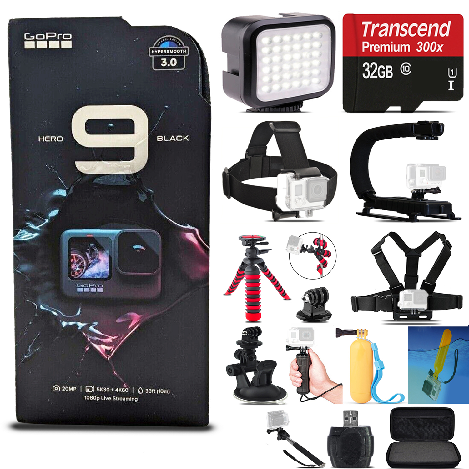 GoPro HERO9 Black Waterproof 4K Action Camera CHDHX-501 + 32GB - Essential Kit *FREE SHIPPING*