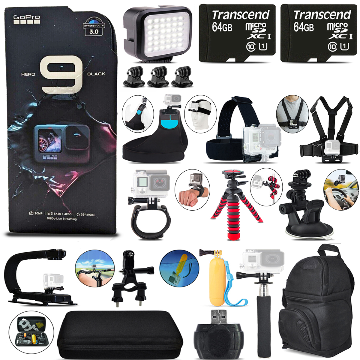 GoPro HERO9 Black 4K Ultra HD Action Camera CHDHX-501 Mega Loaded Bundle Kit *FREE SHIPPING*
