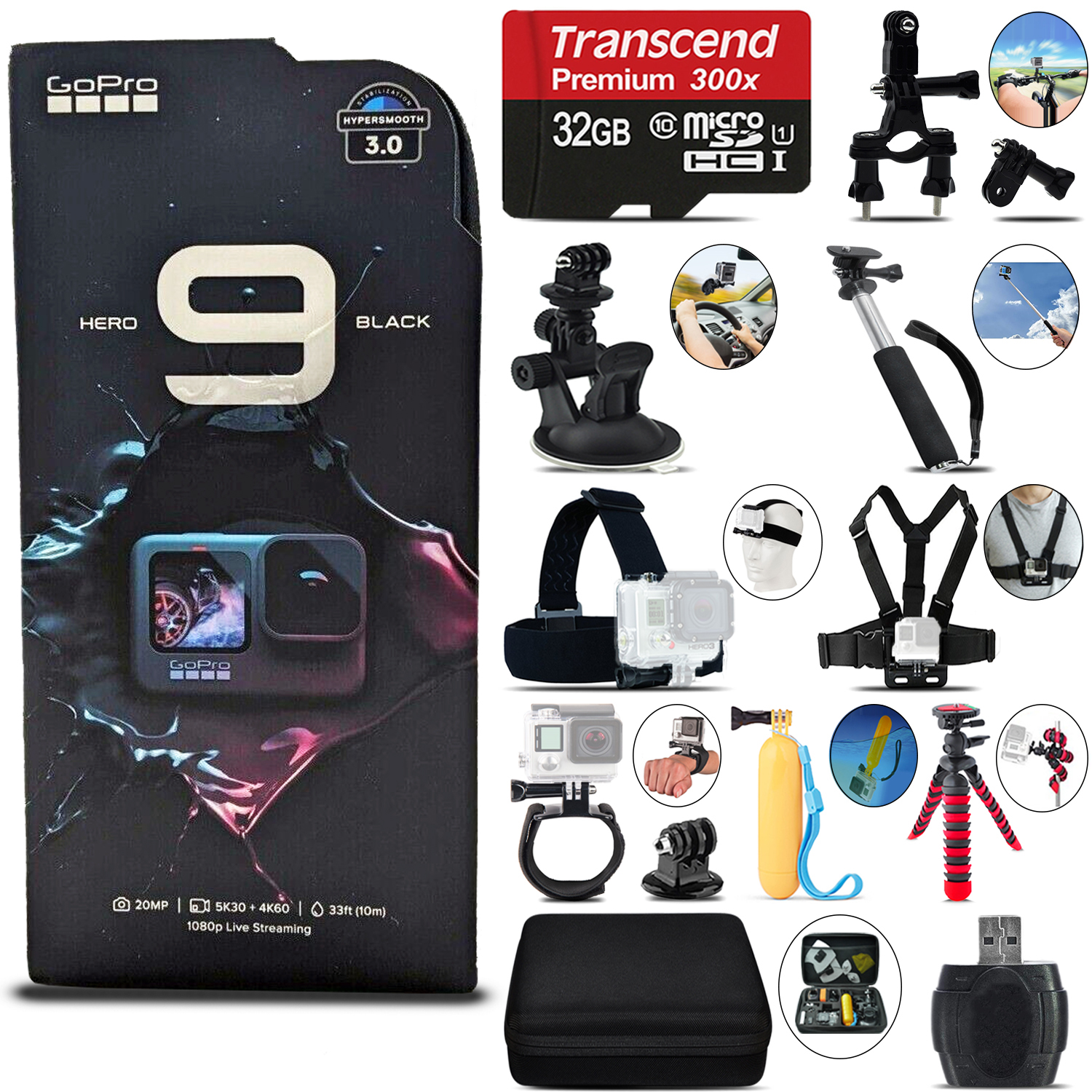 GoPro HERO9 Black 4K30 Ultra HD, 23MP, Wi-Fi Waterproof Action Camera - 32GB Kit *FREE SHIPPING*
