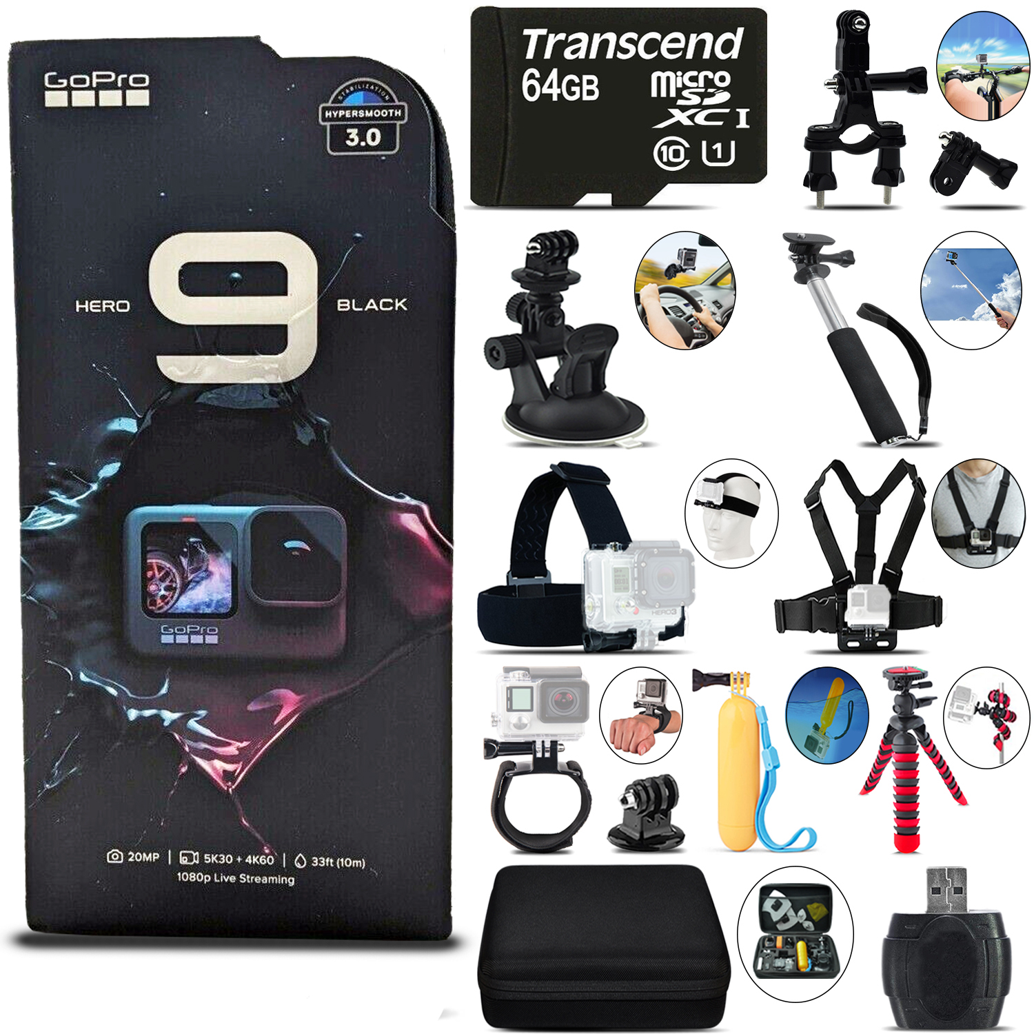 GoPro HERO9 Black 4K30 Ultra HD, 23MP, Wi-Fi Waterproof Action Camera - 64GB Kit *FREE SHIPPING*