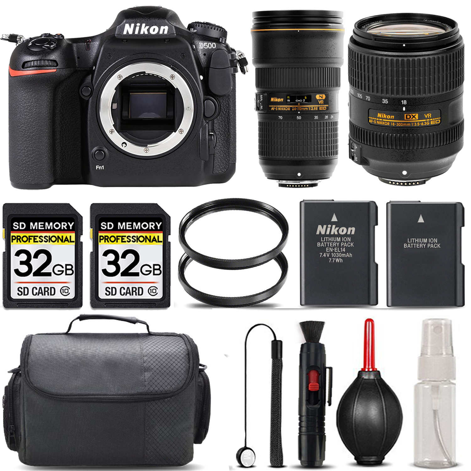 D500 DSLR Camera + 18- 300mm VR Lens + 24-70mm Lens + 64GB - SAVE BIG KIT *FREE SHIPPING*