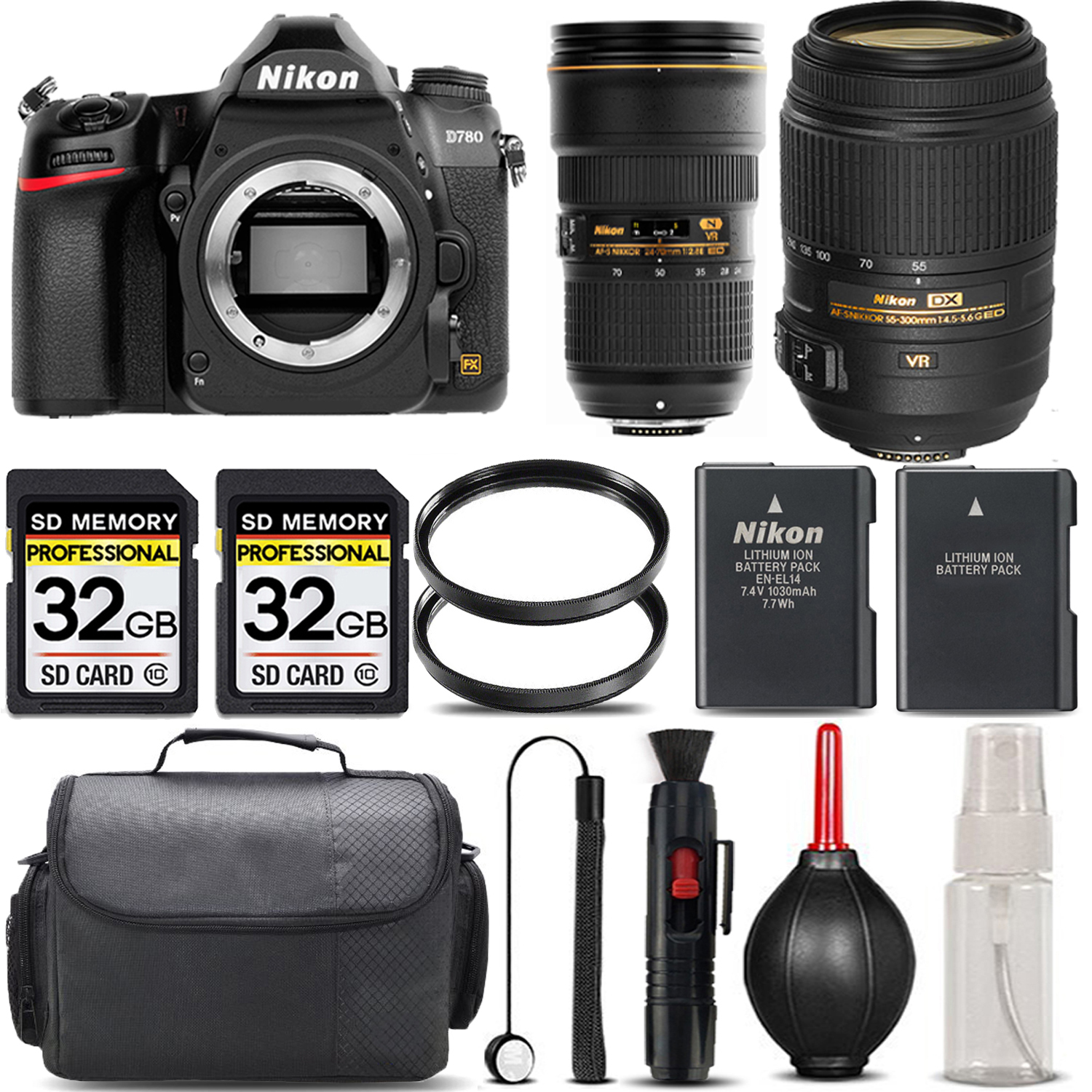 D780 DSLR Camera + 55- 300mm Lens + 24-70mm Lens + Handbag - SAVE BIG KIT *FREE SHIPPING*
