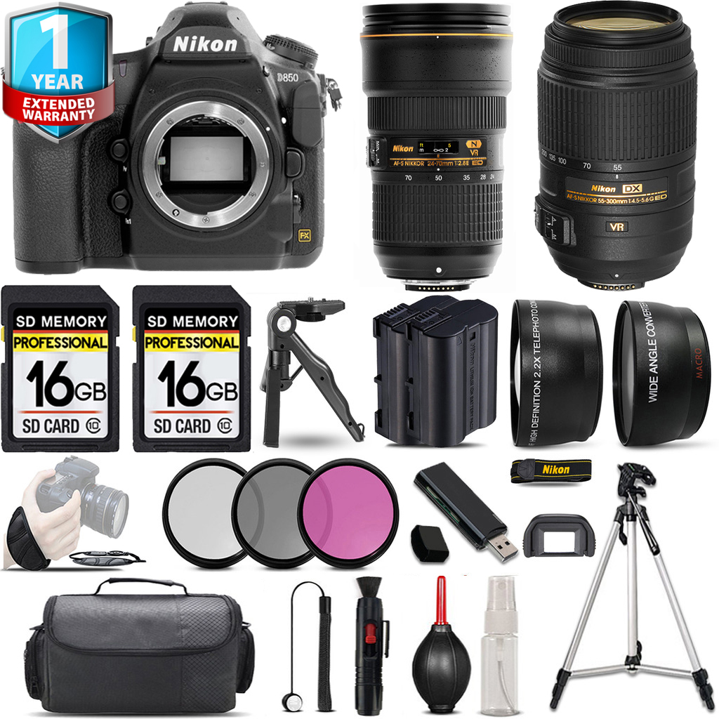 D850 Camera + 55- 300mm Lens + 24-70mm Lens + 1 Year Extended Warranty + 32GB - Savings Kit *FREE SHIPPING*