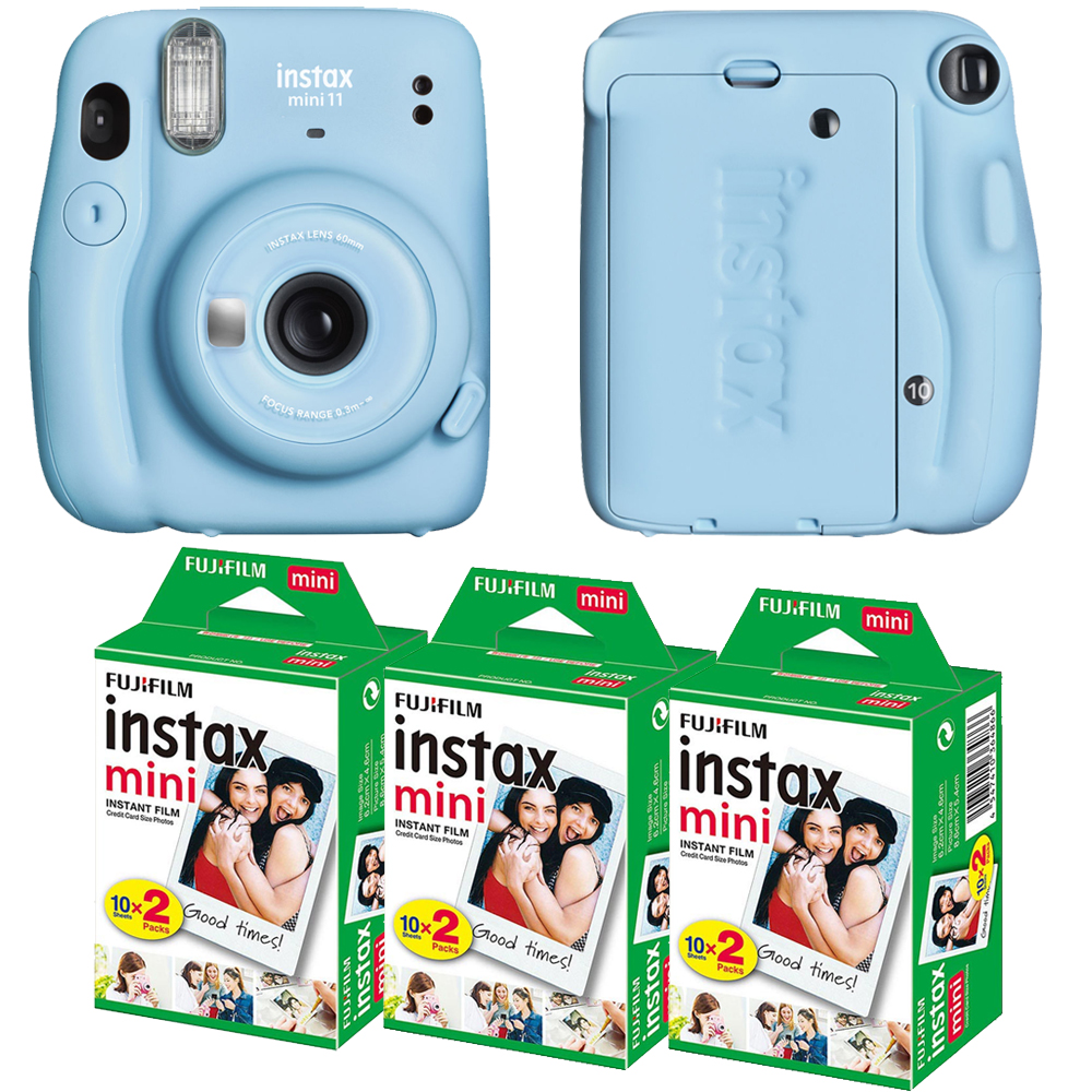 FUJIFILM INSTAX Mini 11 Instant Film Camera (Blue) + Mini Film Kit - 3 Pack *FREE SHIPPING*