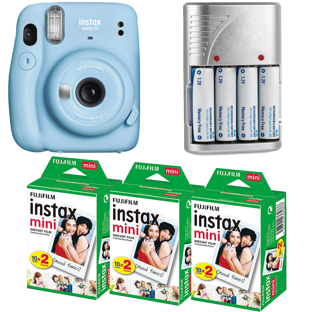 INSTAX Mini 11 Blue Cam + Battery +Mini Film  Printer Kit - 3 Pack *FREE SHIPPING*