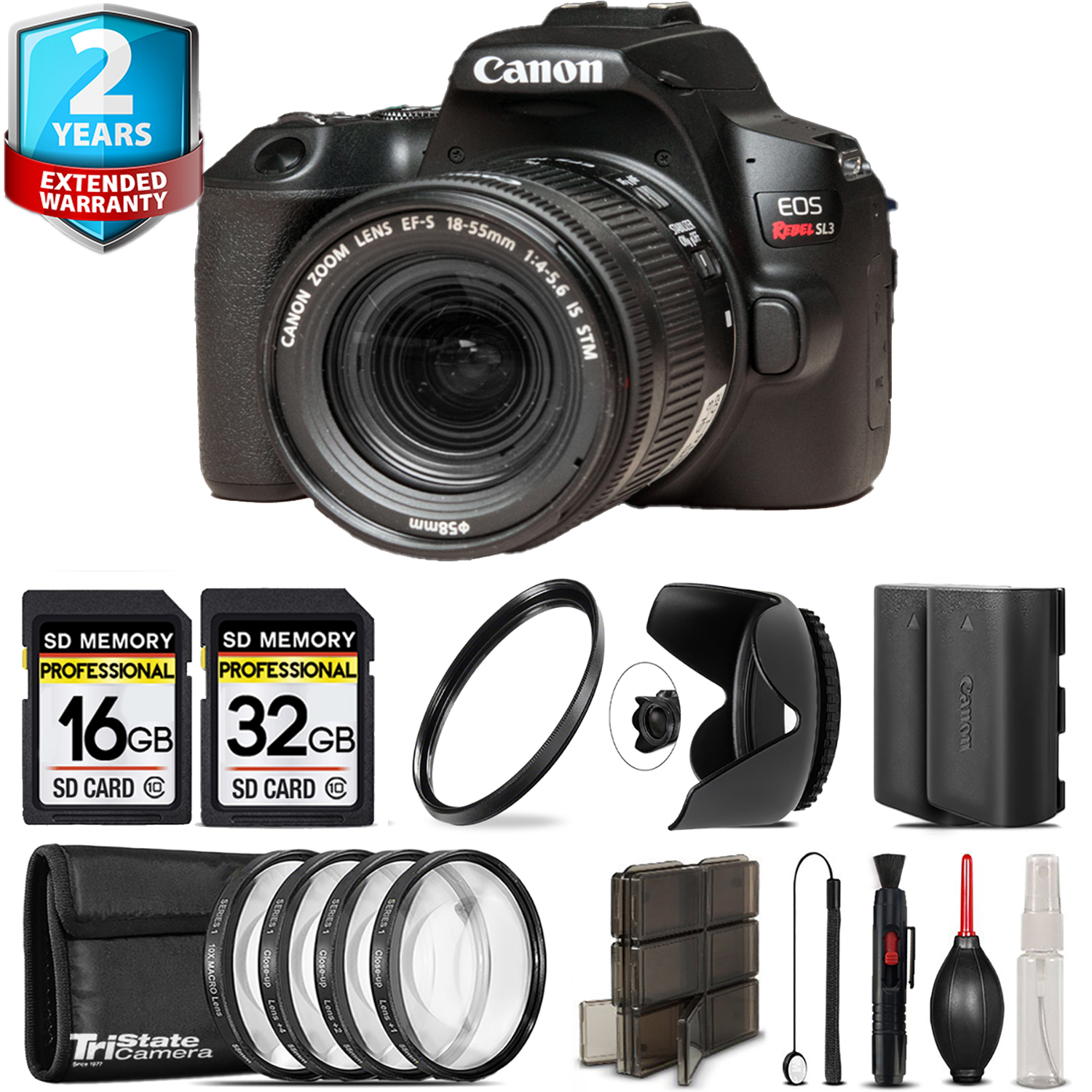 EOS Rebel SL3 Camera (Black) + 18-55mm IS STM + 4 Piece Macro Set + 48GB *FREE SHIPPING*