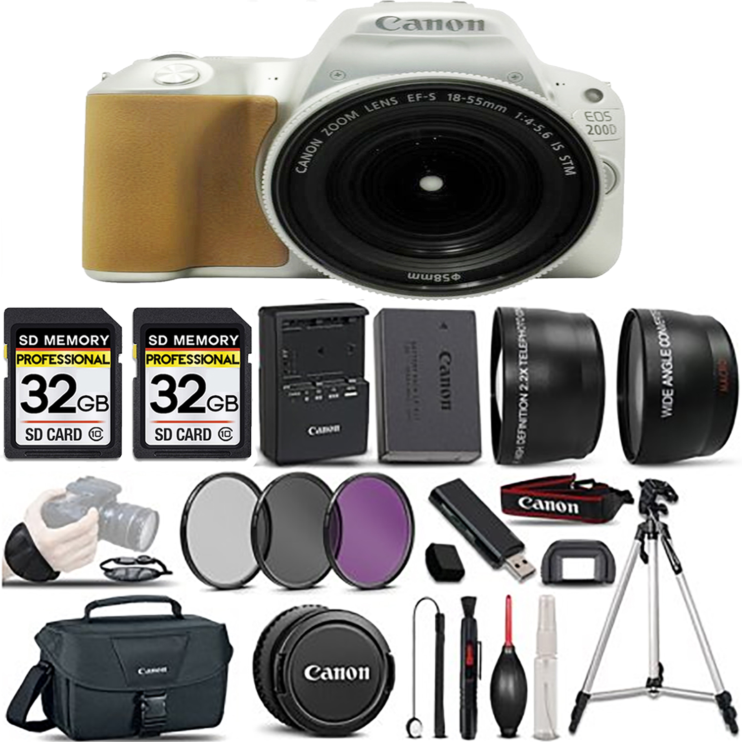Canon EOS Rebel 200D DSLR Camera(Silver) + 18-55mm STM Lens + 3 Piece Filter Set- Kit *FREE SHIPPING*