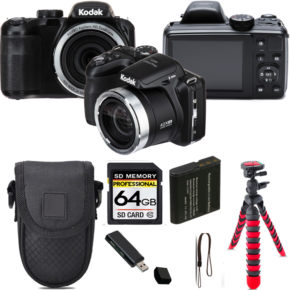 PIXPRO AZ421 Digital Camera (Black) + Tripod + Case - 64GB Kit *FREE SHIPPING*