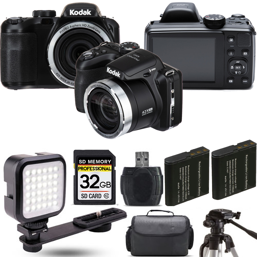 PIXPRO AZ421 Digital Camera (Black) + Extra Battery + LED - 32GB Kit *FREE SHIPPING*