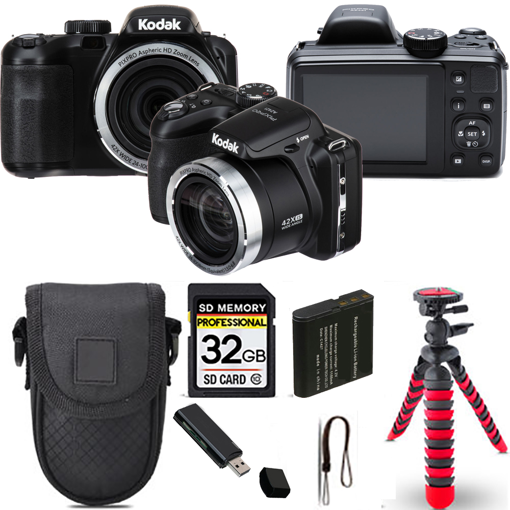 PIXPRO AZ421 Digital Camera (Black) + Spider Tripod + Case - 32GB Kit *FREE SHIPPING*