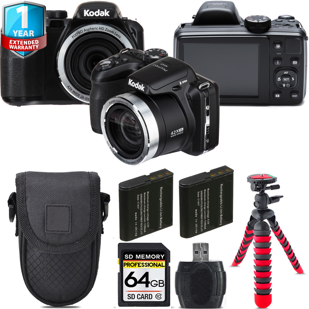 PIXPRO AZ421 Digital Camera (Black) + Extra Battery + 1 Year Extended Warranty - 64GB *FREE SHIPPING*