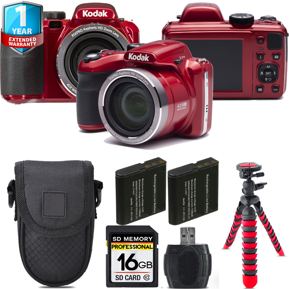 PIXPRO AZ421 Digital Camera (Red) + Extra Battery + 1 Year Extended Warranty + 16GB *FREE SHIPPING*