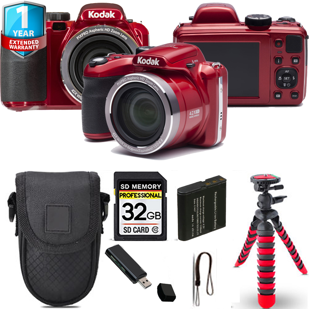 PIXPRO AZ421 Digital Camera (Red) + Tripod + Case + 1 Year Extended Warranty *FREE SHIPPING*