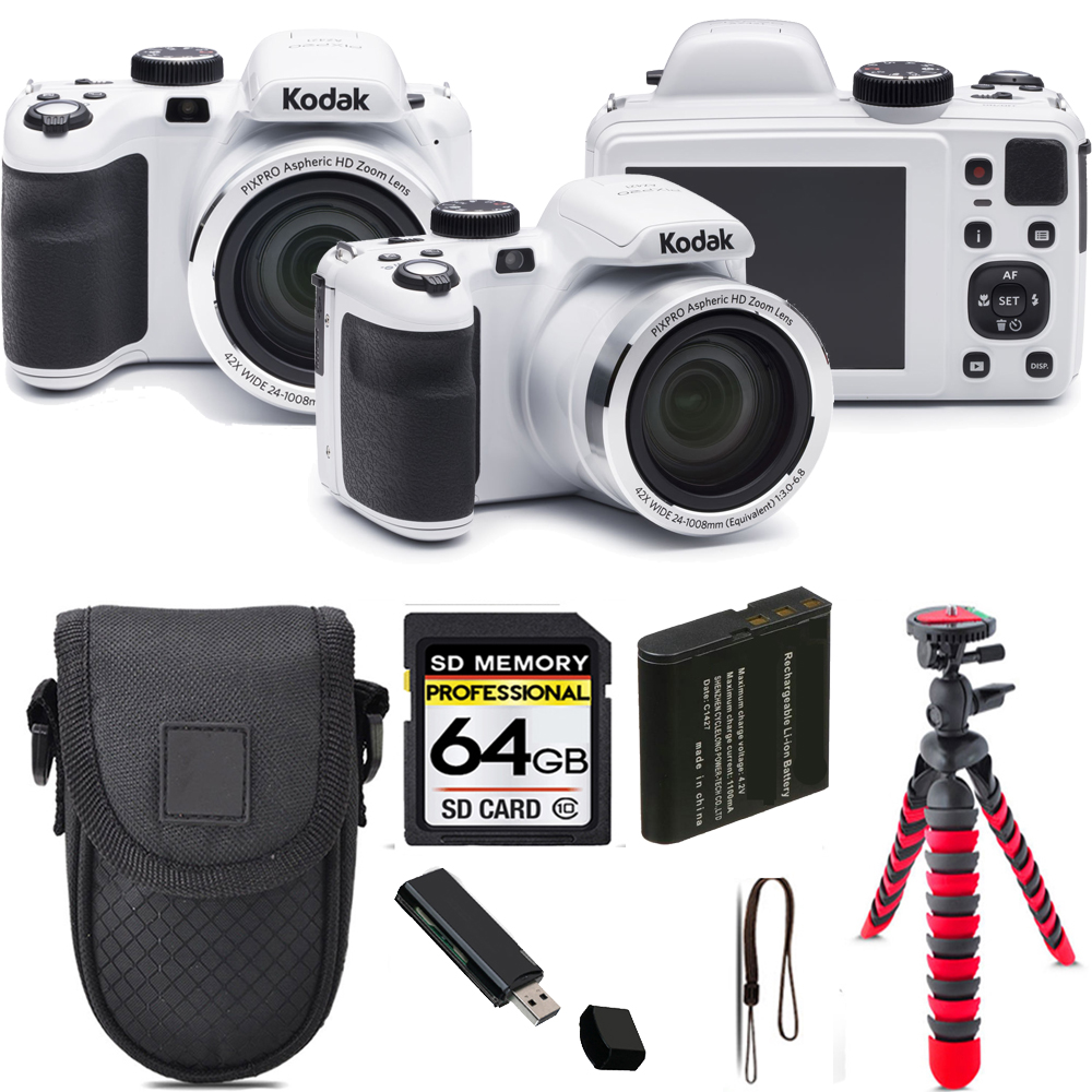 PIXPRO AZ421 Digital Camera (White) + Tripod + Case - 64GB Kit *FREE SHIPPING*