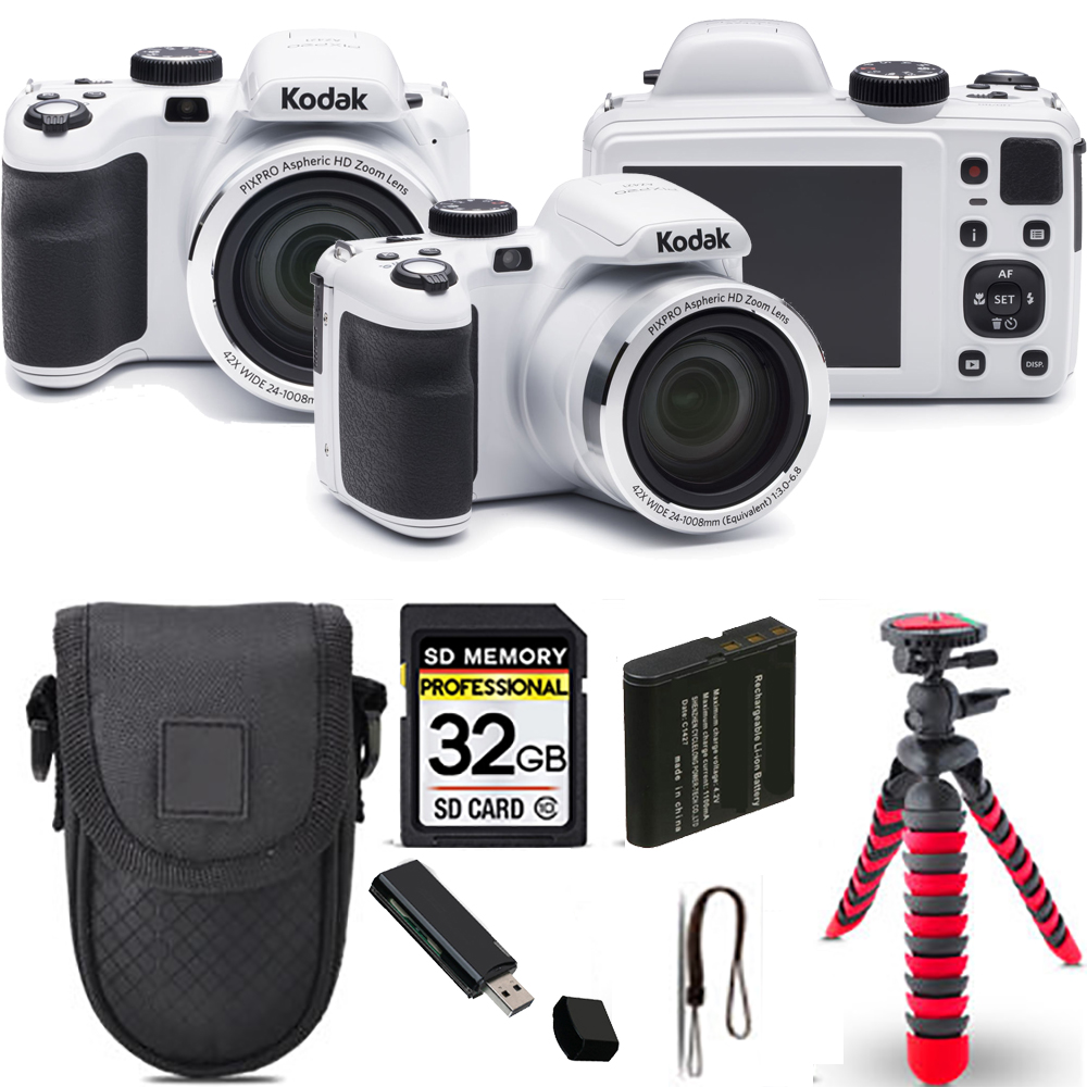 PIXPRO AZ421 Digital Camera (White) + Spider Tripod + Case - 32GB Kit *FREE SHIPPING*