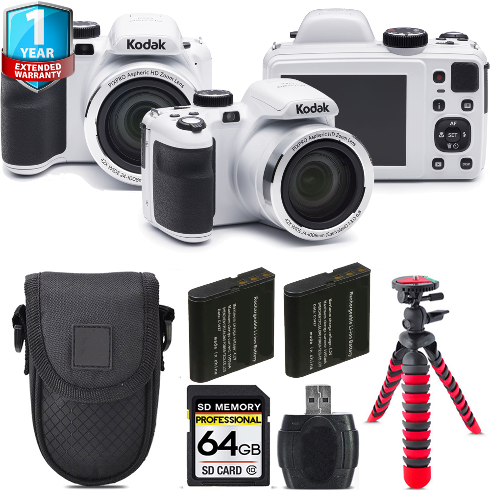 PIXPRO AZ421 Digital Camera (White) + Extra Battery + 1 Year Extended Warranty - 64GB *FREE SHIPPING*