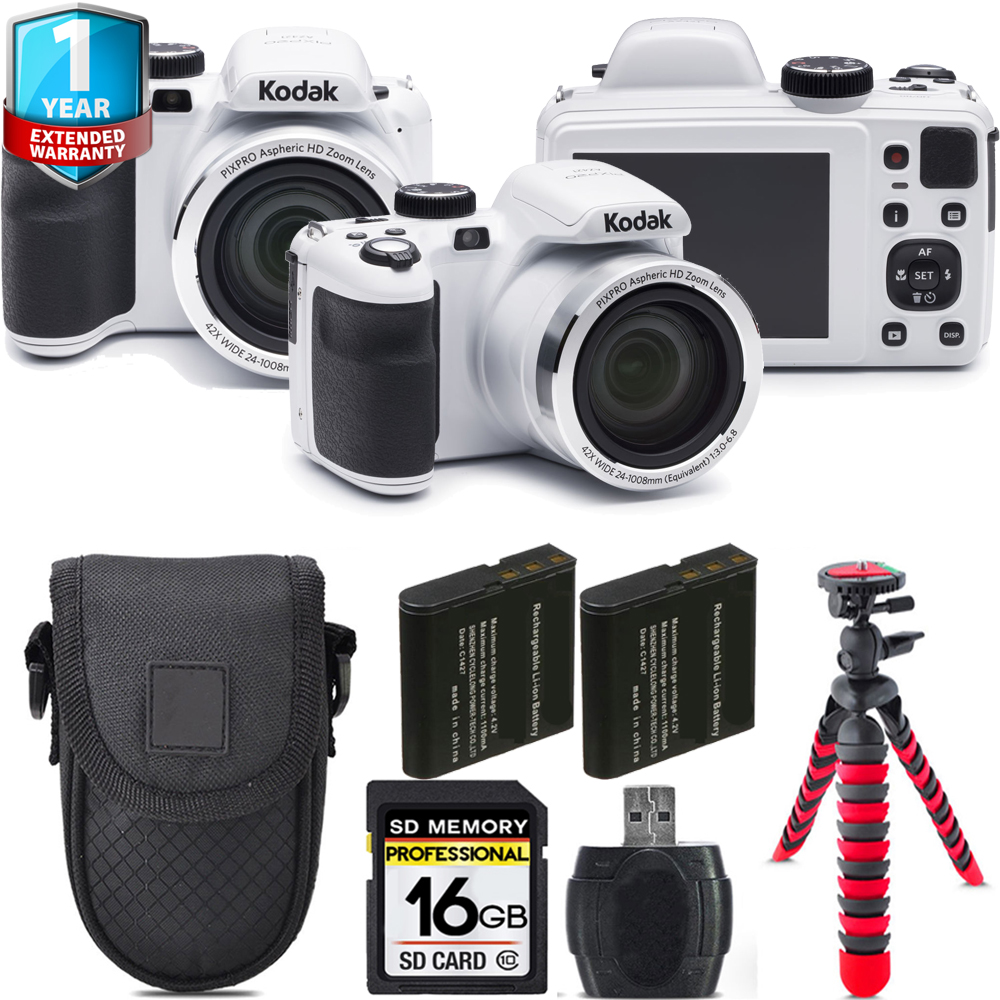 PIXPRO AZ421 Digital Camera (White) + Extra Battery + 1 Year Extended Warranty + 16GB *FREE SHIPPING*