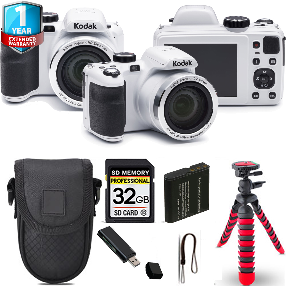 PIXPRO AZ421 Digital Camera (White) + Tripod + Case + 1 Year Extended Warranty *FREE SHIPPING*