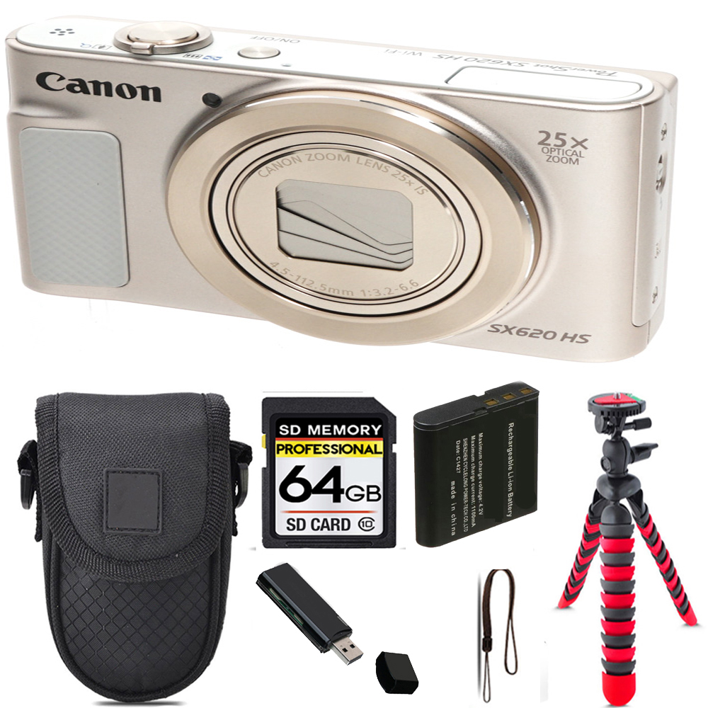 PowerShot SX620 HS Camera (Silver) + Tripod + Case - 64GB Kit *FREE SHIPPING*