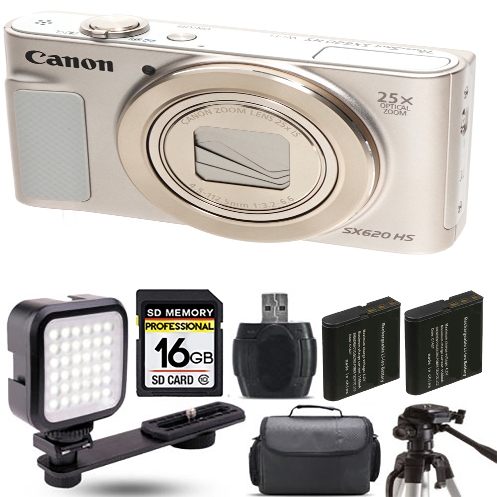 PowerShot SX620 HS Camera (Silver) + Extra Battery + LED - 16GB Kit *FREE SHIPPING*