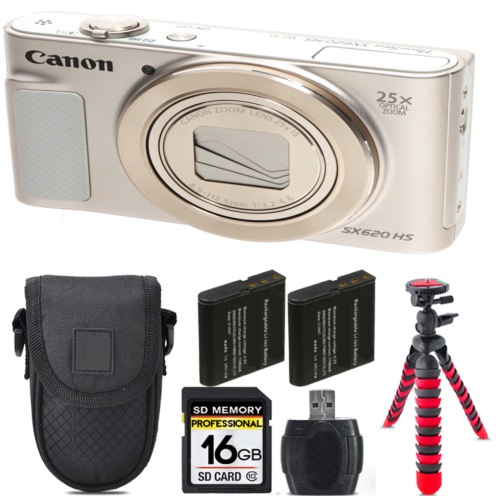 PowerShot SX620 HS Camera (Silver) + Extra Battery + Tripod + Case -16GB Kit *FREE SHIPPING*