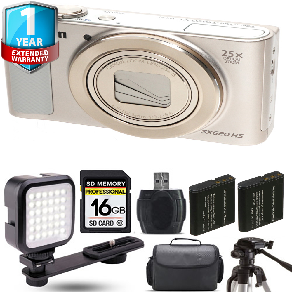 PowerShot SX620 HS Camera (Silver) + Extra Battery + 1 Year Extended Warranty - 16GB *FREE SHIPPING*