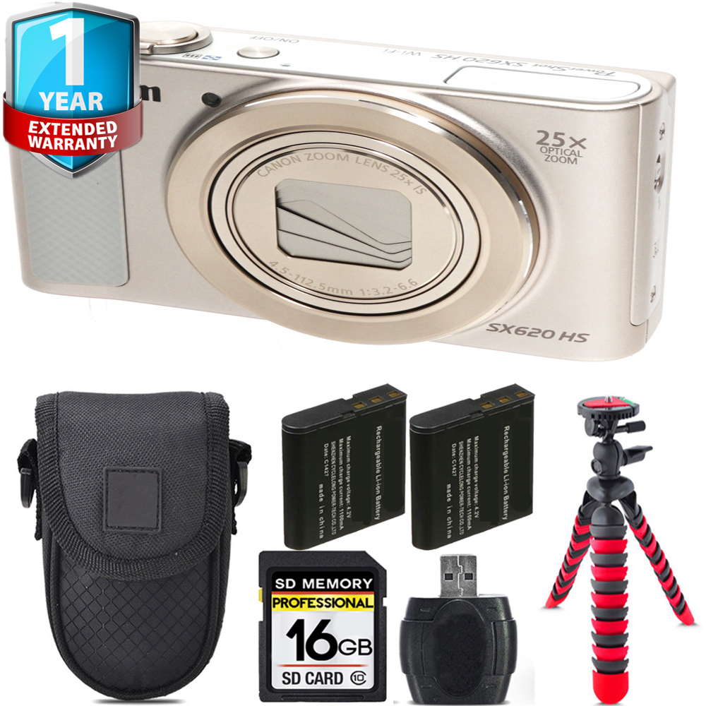 PowerShot SX620 HS Camera (Silver) + Extra Battery + 1 Year Extended Warranty + 16GB *FREE SHIPPING*