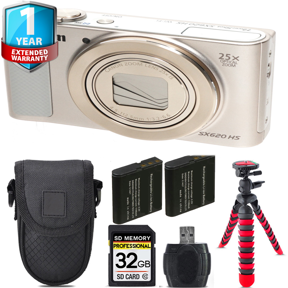 PowerShot SX620 HS Camera (Silver) + 1 Year Extended Warranty + Tripod + Case - 32GB *FREE SHIPPING*