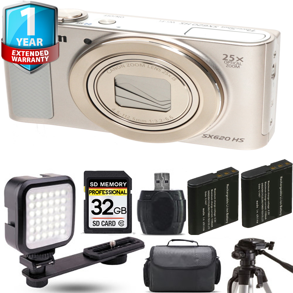 PowerShot SX620 HS Camera (Silver) + Extra Battery + LED + 1 Year Extended Warranty *FREE SHIPPING*