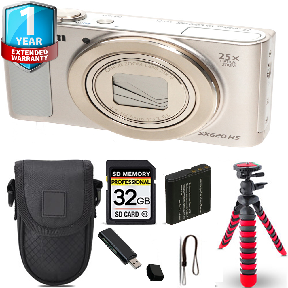 PowerShot SX620 HS Camera (Silver) + Tripod + Case + 1 Year Extended Warranty *FREE SHIPPING*