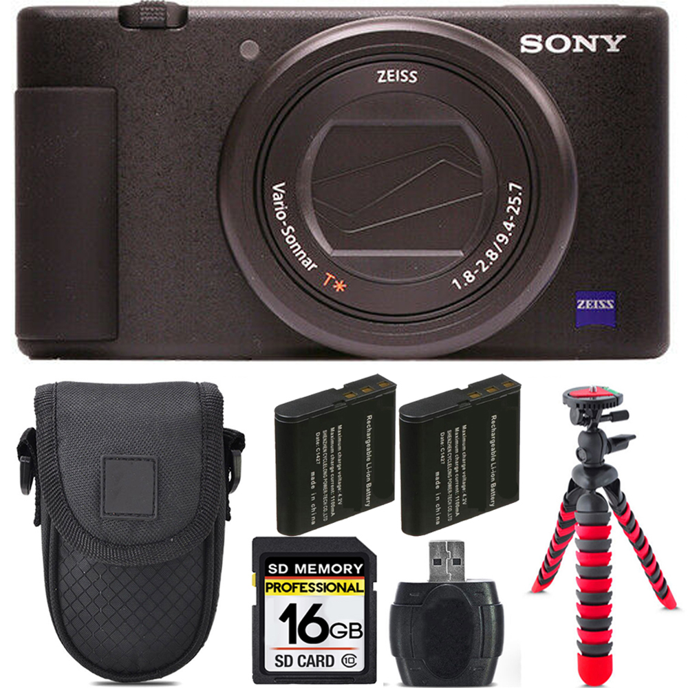 ZV-1 Digital Camera (Black) + Extra Battery + Tripod + Case -16GB Kit *FREE SHIPPING*