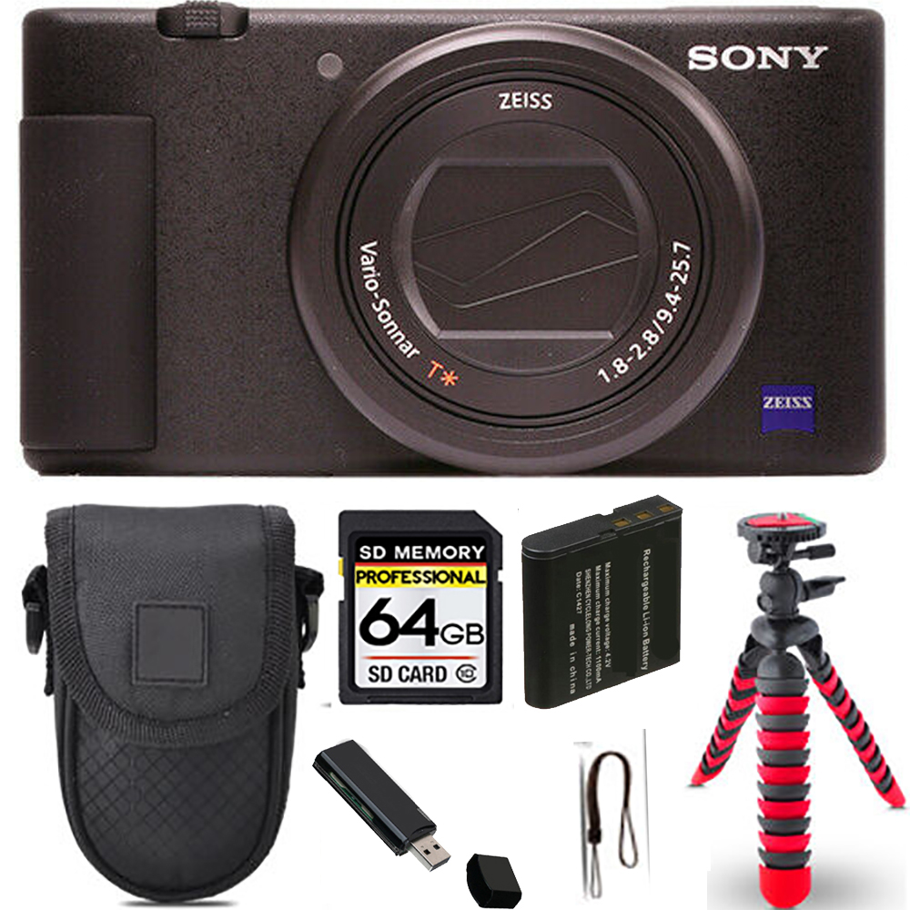 ZV-1 Digital Camera (Black) + Spider Tripod + Case - 64GB Kit *FREE SHIPPING*