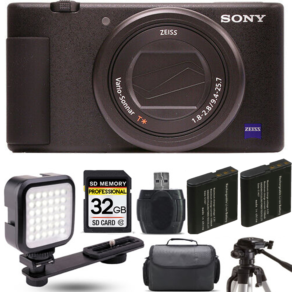 ZV-1 Digital Camera (Black) + Extra Battery + LED - 32GB Kit *FREE SHIPPING*