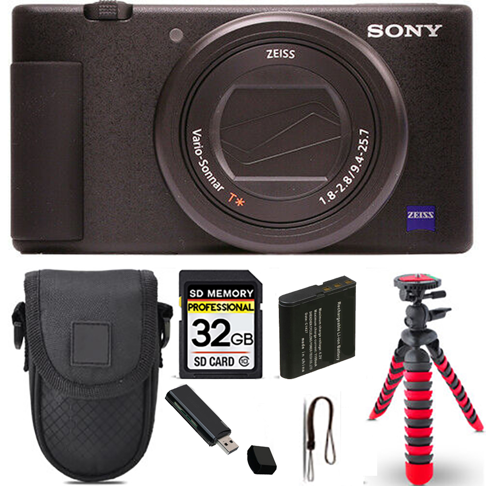 ZV-1 Digital Camera (Black) + Spider Tripod + Case - 32GB Kit *FREE SHIPPING*