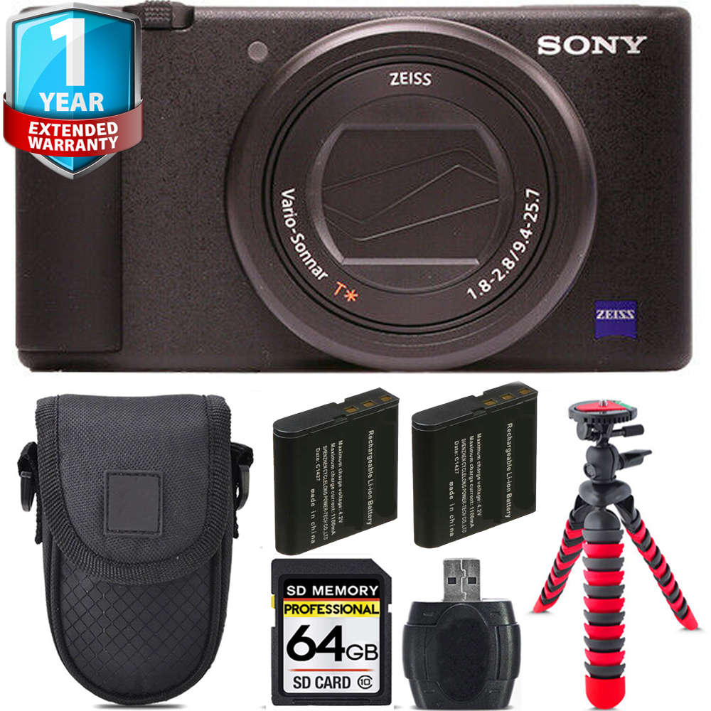 ZV-1 Digital Camera (Black) + Extra Battery + 1 Year Extended Warranty - 64GB *FREE SHIPPING*