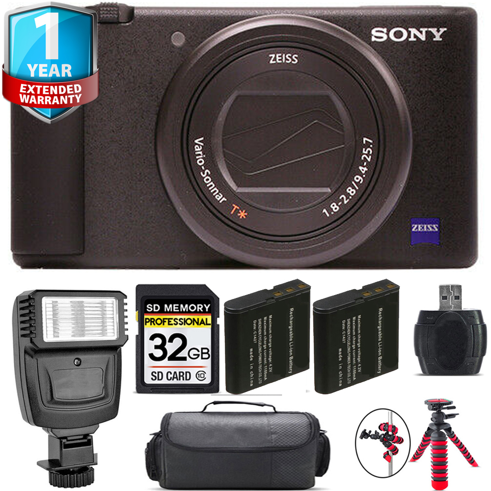 ZV-1 Digital Camera (Black) + Extra Battery + 1 Year Extended Warranty + 32GB *FREE SHIPPING*