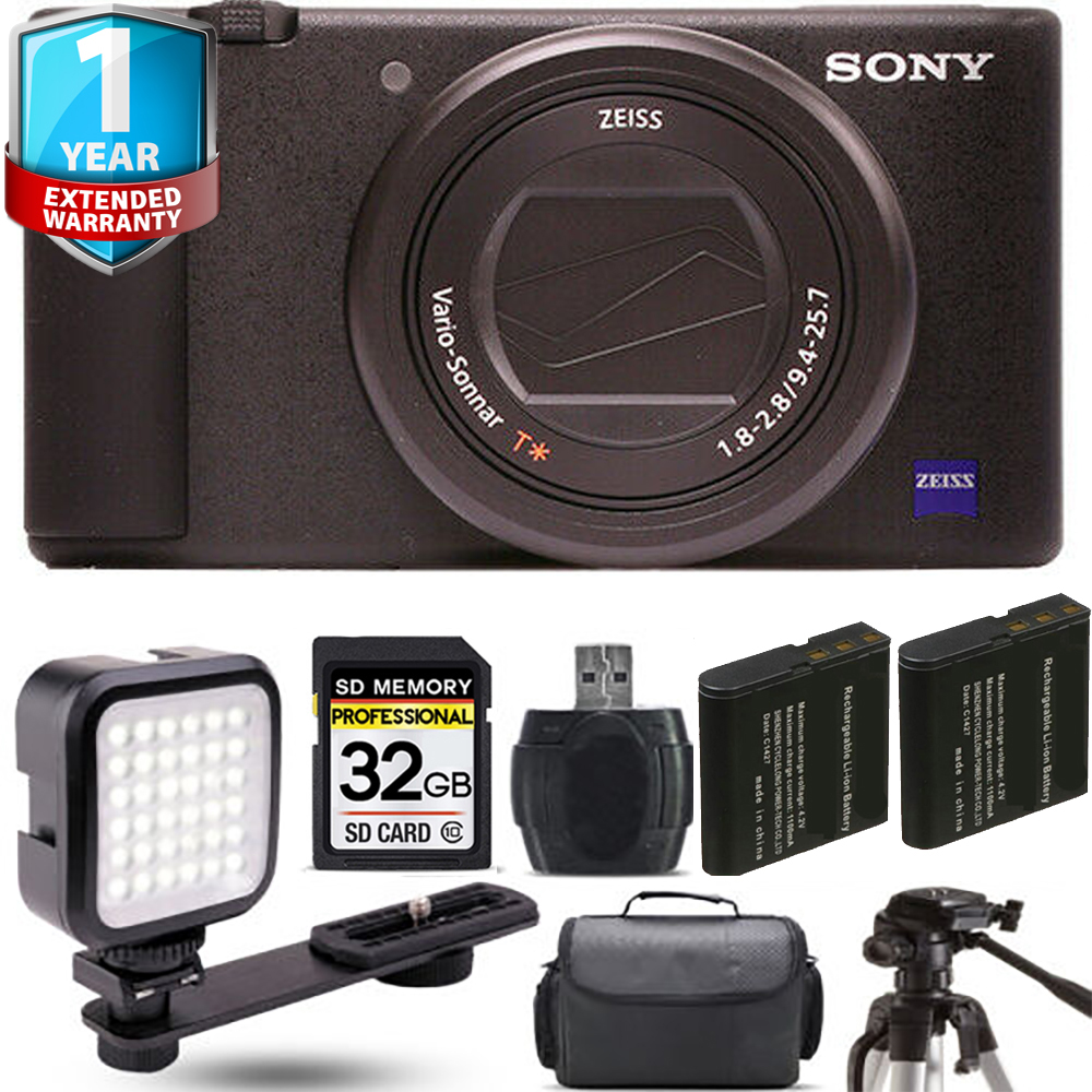ZV-1 Digital Camera (Black) + Extra Battery + LED + 1 Year Extended Warranty *FREE SHIPPING*