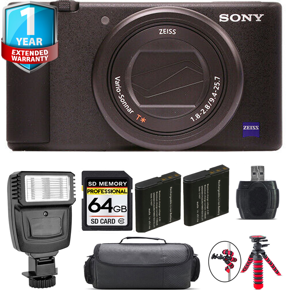 ZV-1 Digital Camera (Black) + 1 Year Extended Warranty + Flash - 64GB Kit *FREE SHIPPING*