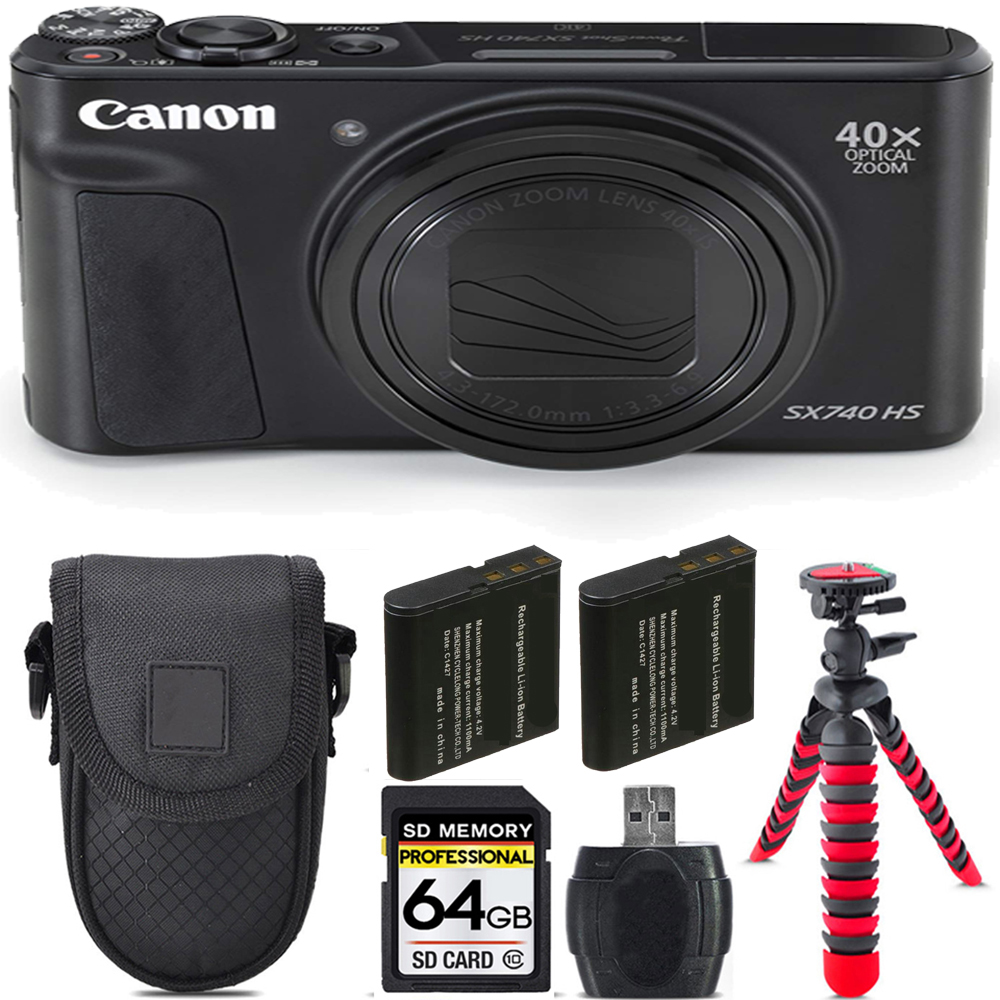 PowerShot SX740 HS Camera (Black) + Extra Battery + Tripod + 64GB Kit *FREE  SHIPPING*