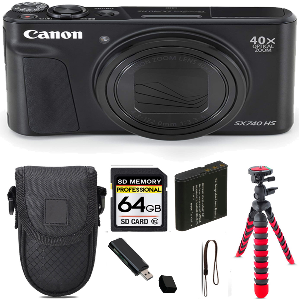PowerShot SX740 HS Camera (Black) + Tripod + Case - 64GB Kit *FREE SHIPPING*