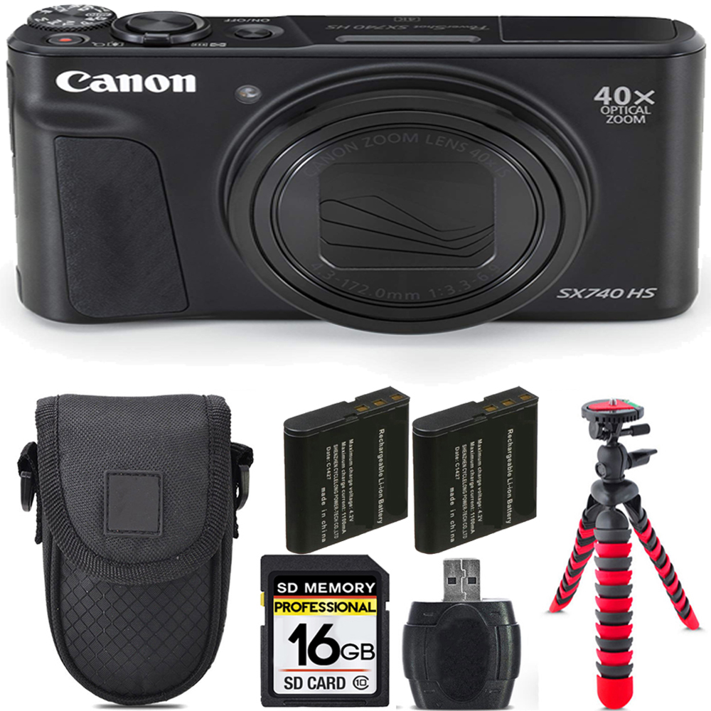 PowerShot SX740 HS Camera (Black) + Extra Battery + Tripod + Case -16GB Kit *FREE SHIPPING*