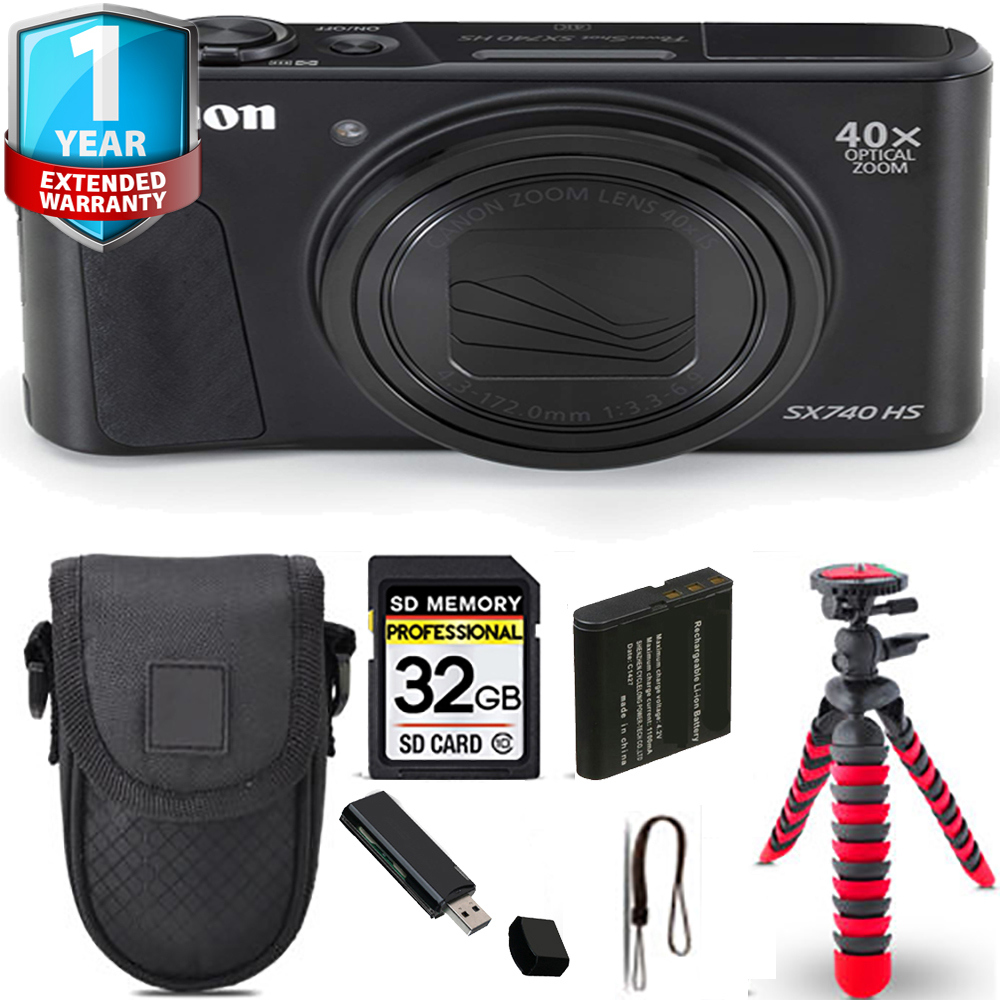 PowerShot SX740 HS Camera (Black) + Tripod + Case + 1 Year Extended Warranty *FREE SHIPPING*