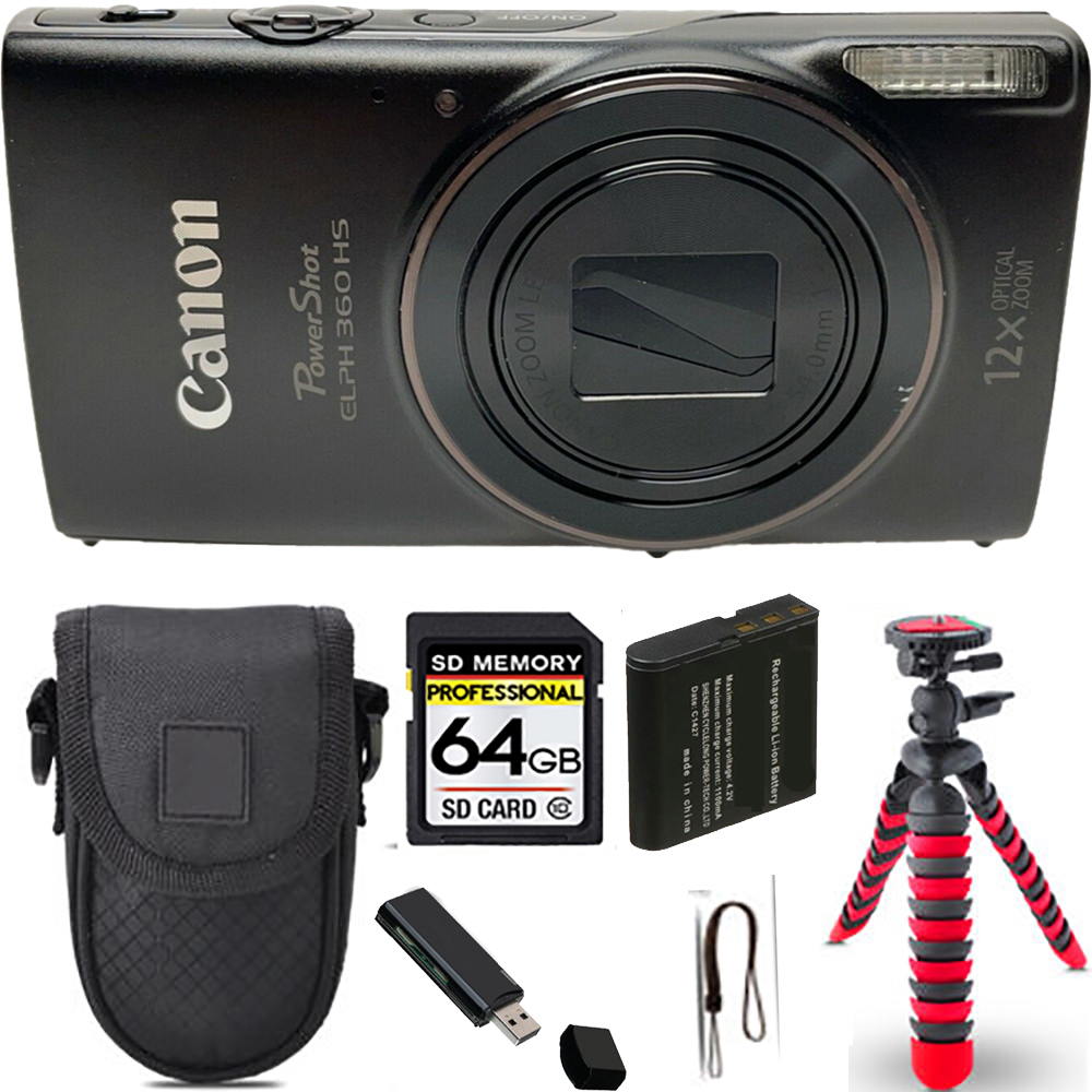 Canon PowerShot ELPH 360 HS Digital Camera (Black) 