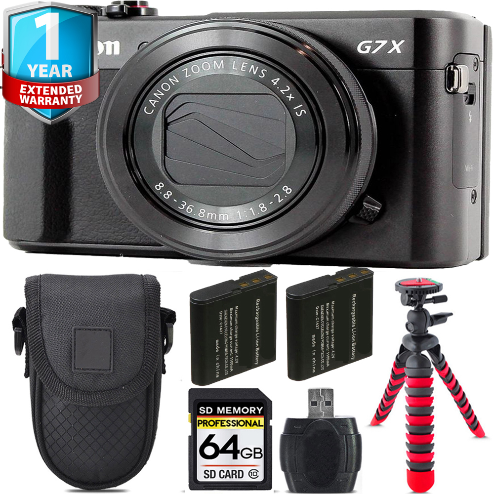 PowerShot G7 X Mark II Camera + Extra Battery + 1 Year Extended Warranty - 64GB *FREE SHIPPING*