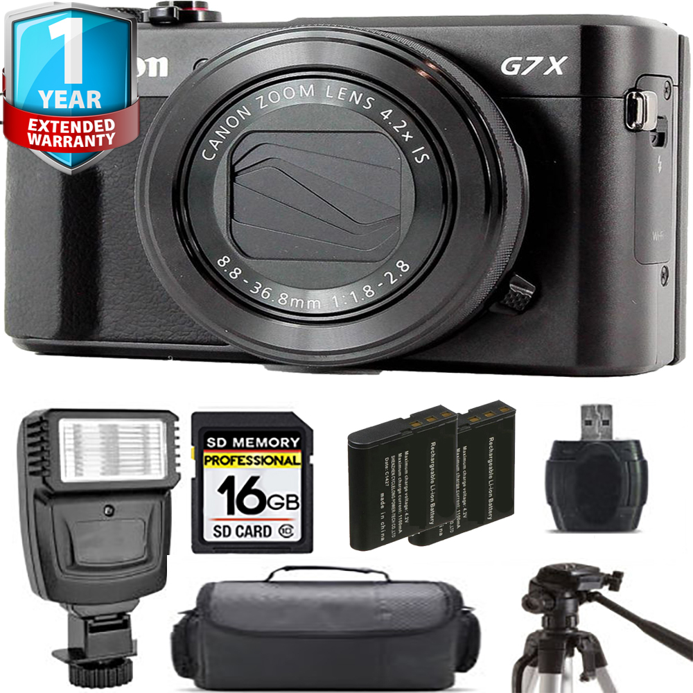 PowerShot G7 X Mark II Camera + Extra Battery + Flash + 1 Year Extended Warranty *FREE SHIPPING*