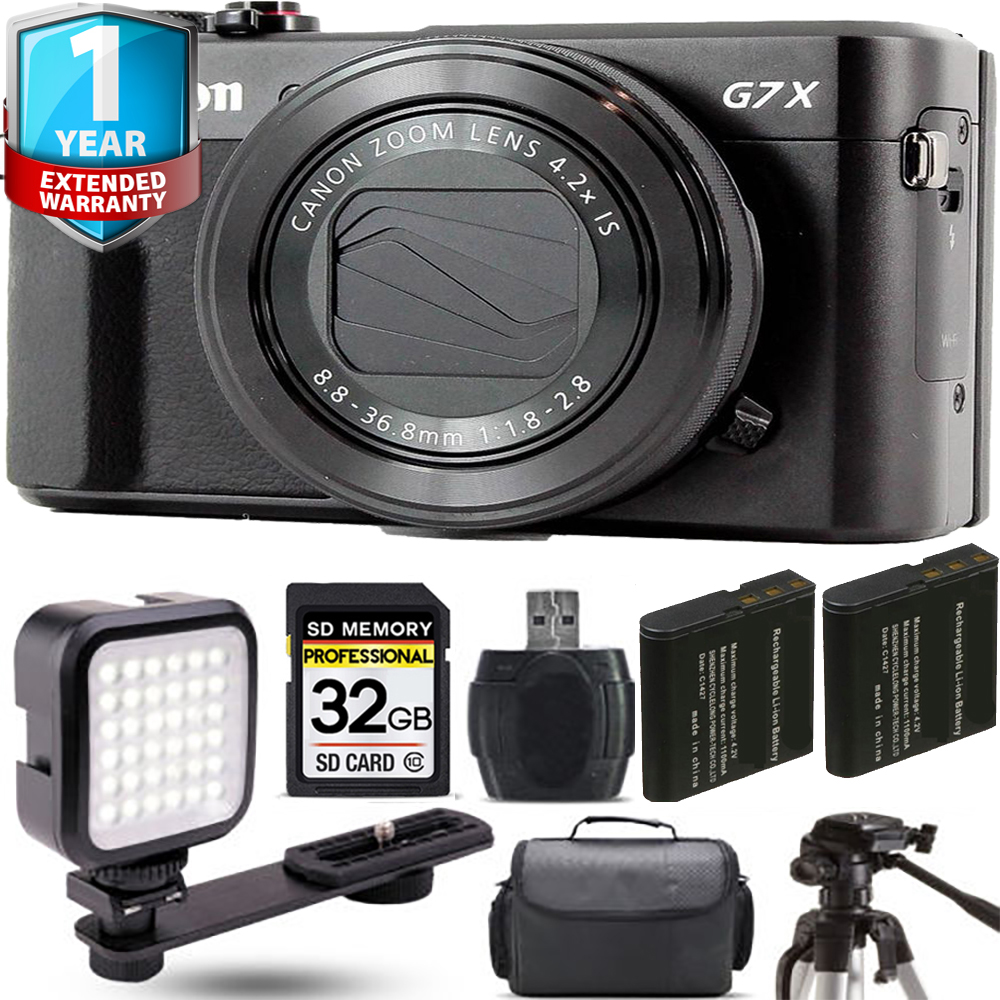 PowerShot G7 X Mark II Camera + Extra Battery + LED + 1 Year Extended Warranty *FREE SHIPPING*