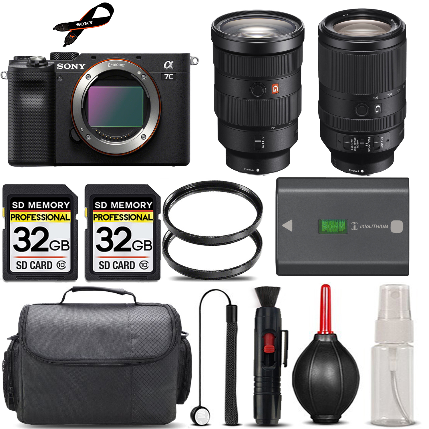 Alpha a7C Camera (Black) + 70- 300mm Lens + 24-70mm Lens + Handbag - SAVE BIG KIT *FREE SHIPPING*
