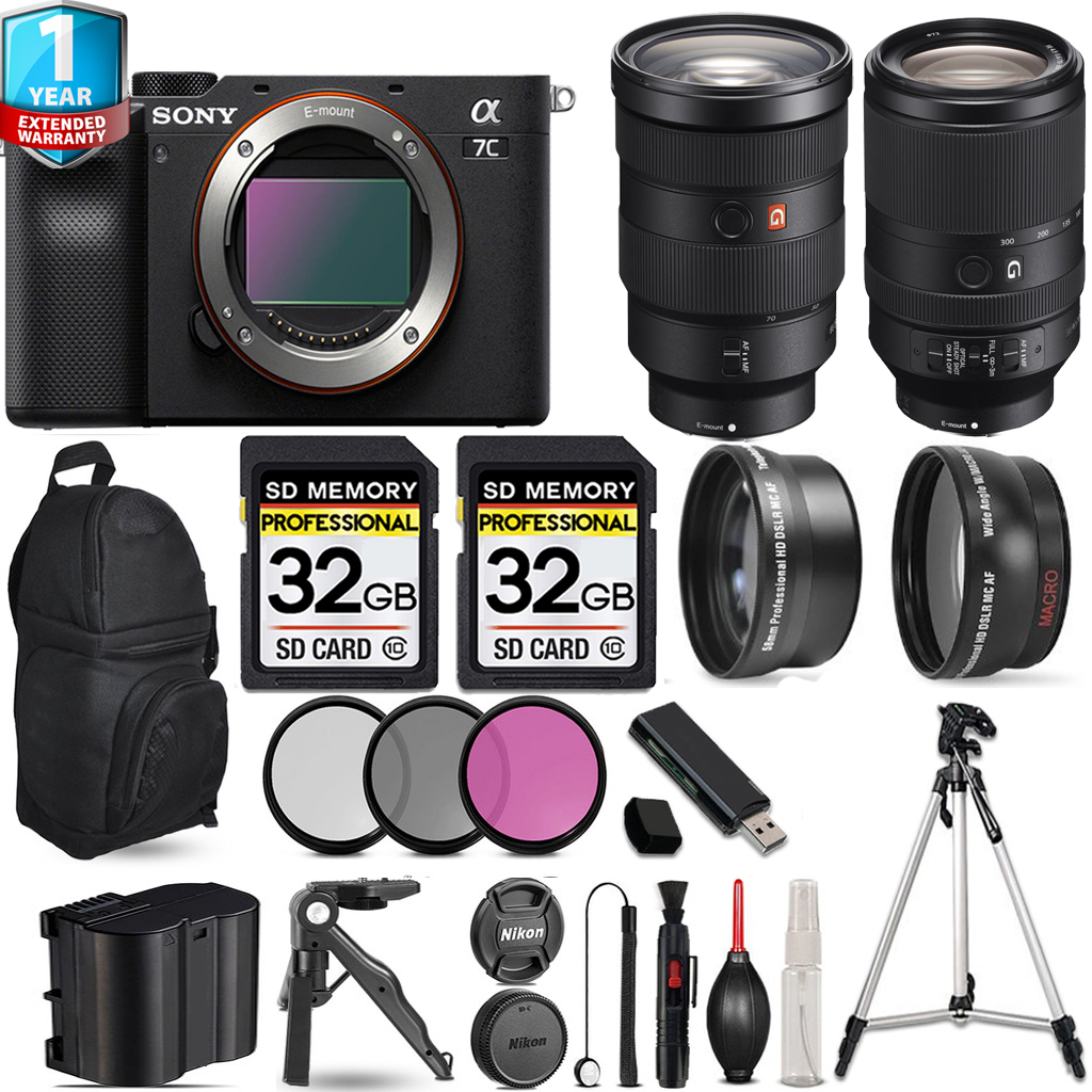 Alpha a7C Camera (Black) + 70- 300mm Lens + 24-70mm Lens + Bag + 1 Year Extended Warranty + 64GB *FREE SHIPPING*