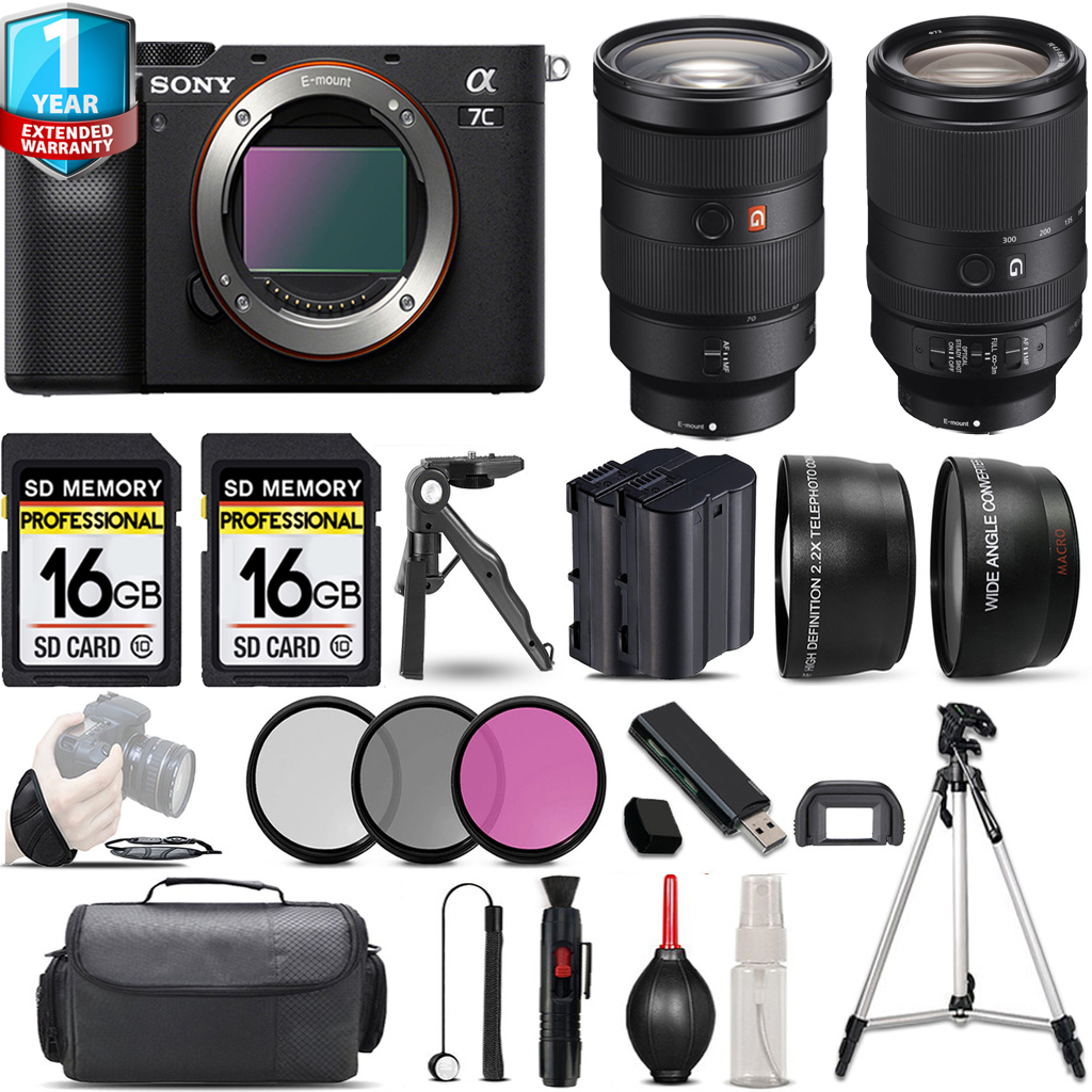 Alpha a7C Camera (Black) + 70- 300mm Lens + 24-70mm Lens + 1 Year Extended Warranty + 32GB - Kit *FREE SHIPPING*