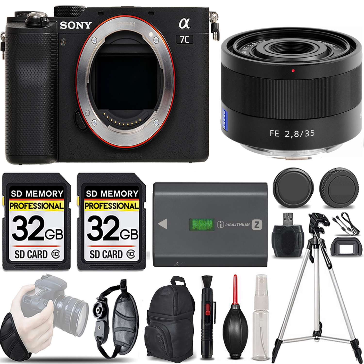 Alpha a7C Camera (Black) Camera + 35mm f/2.8 ZA Lens - LOADED KIT *FREE SHIPPING*